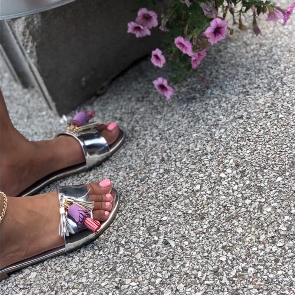 Chrome Tassel Sandals